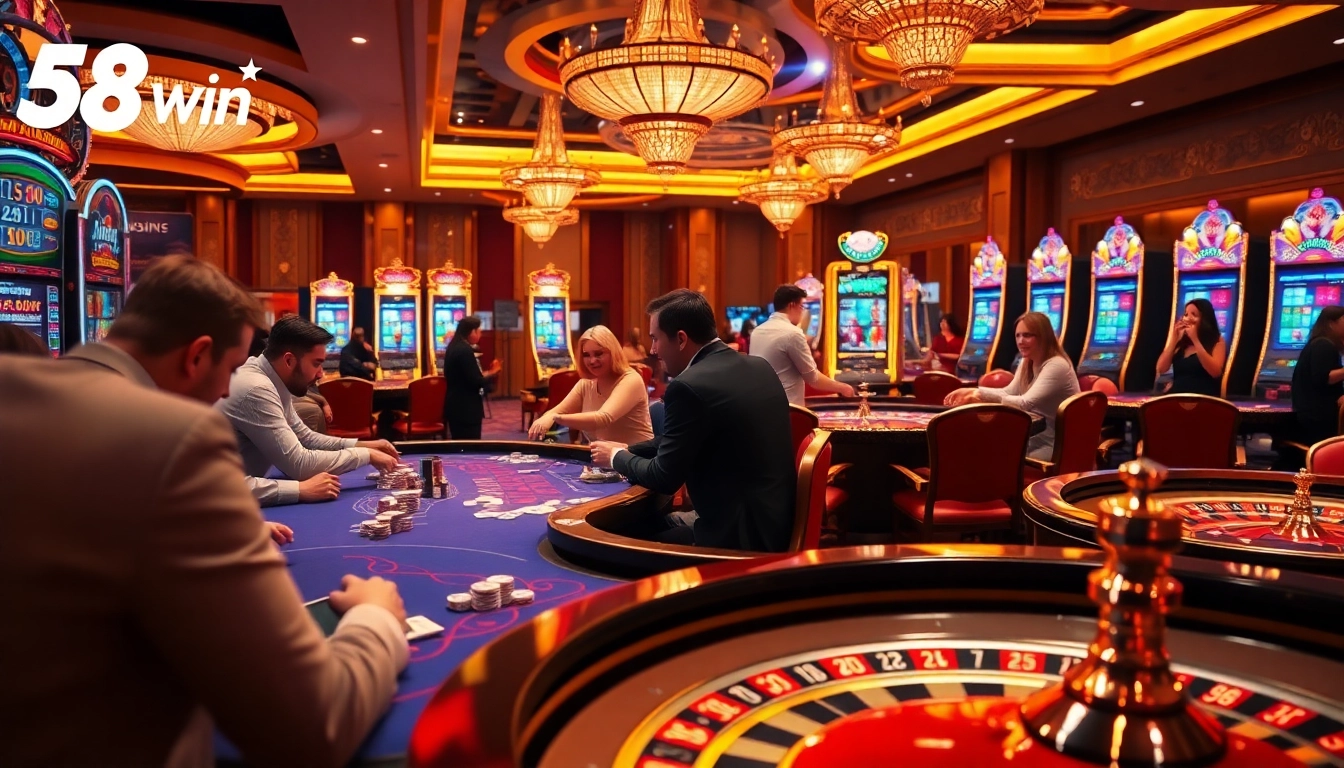 Experience the thrill of winning at 58win casino, with vibrant tables and excited players.