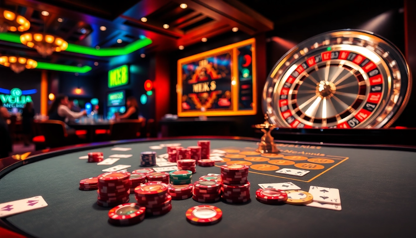 Experience the thrill of MK8 at a luxurious casino poker table with vibrant chips and cards.