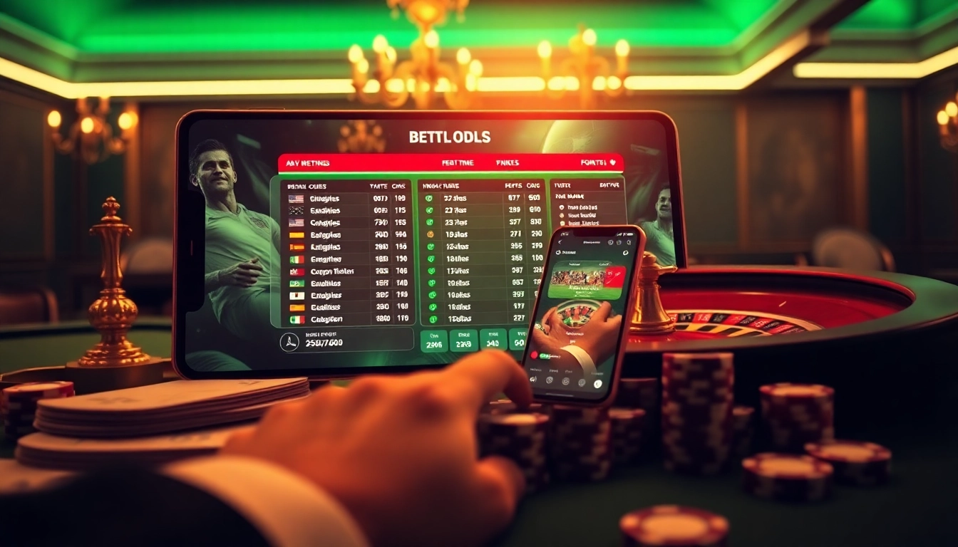 Engaging scene showcasing สมัครแทงบอล with betting interface and poker chips for sports enthusiasts.