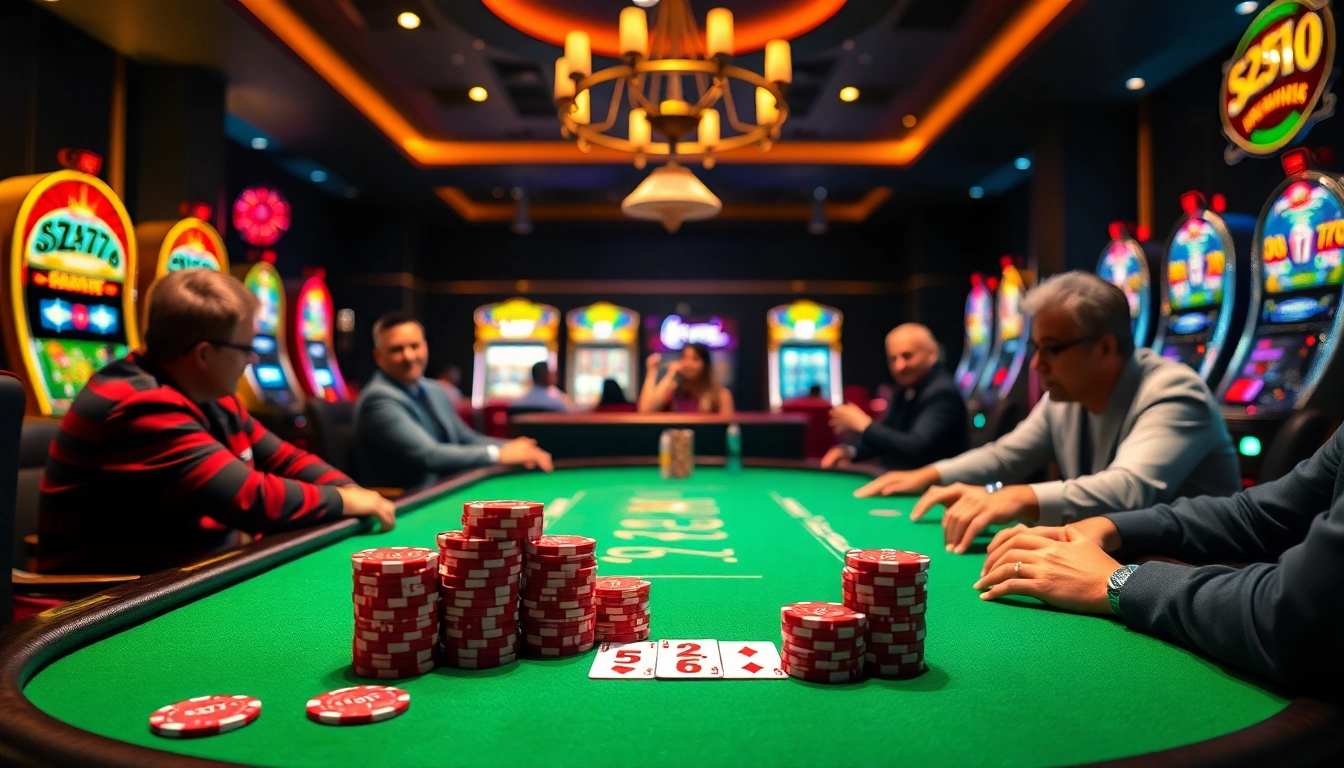 Engage with a lively poker game featuring the 5Z777 keyword surrounded by colorful chips.