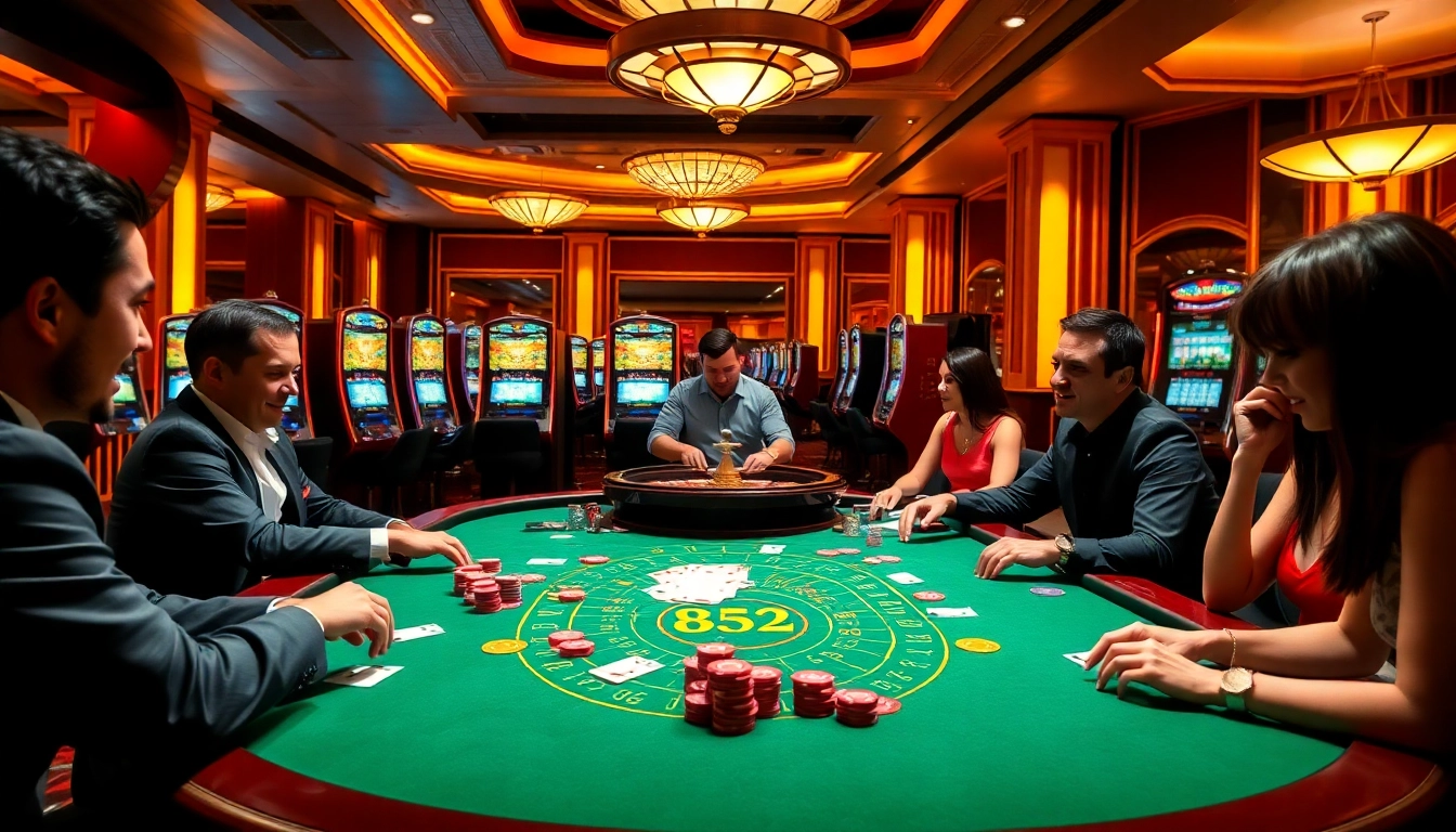 Players at a B52-themed casino poker table revel in high-stakes action and excitement.