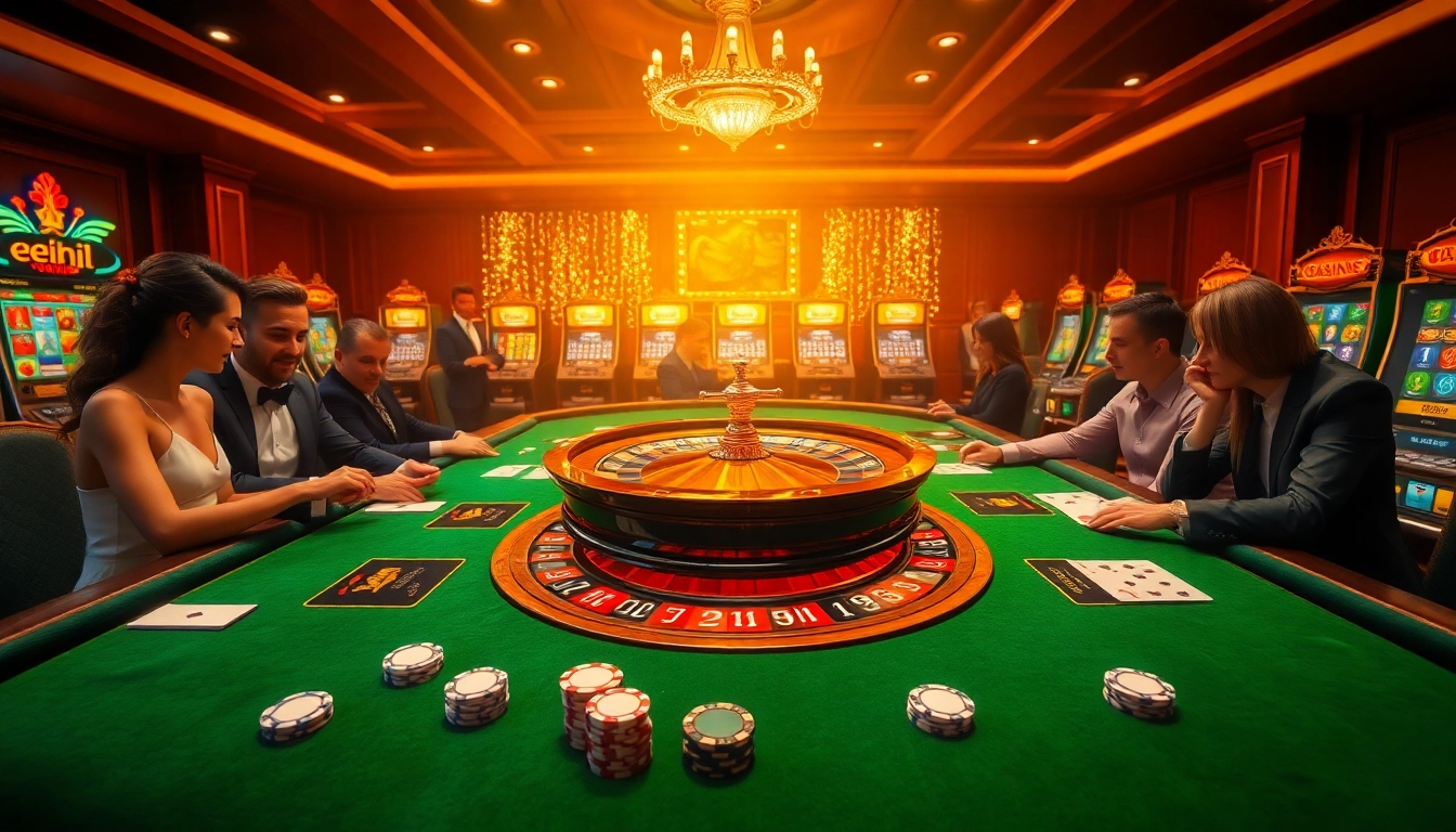 Experience thrilling eejl gaming with vibrant casino tables and lively players in action.