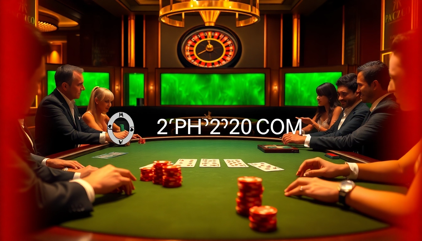 Experience the excitement at 2PH222 COM casino table with high-stakes poker and glamorous players.