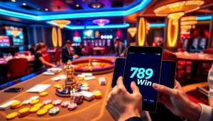 Exciting gambling action at 789Win's luxurious casino table with cards and chips.