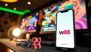Join the action and register now at W88 Casino with a vibrant gaming setup.