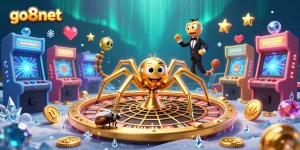 Experience the excitement of go8net casino gaming, featuring dynamic characters in a vibrant 3D illustration.